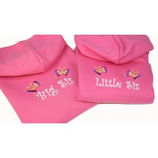 Girls Personalised Big Sister/Little Sister Pink Hoodie with Crystals